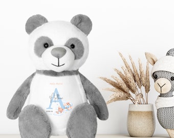 Nouveau cadeau pour bébé | Cadeau baby shower | Ours en peluche personnalisé pour faire-part de naissance | Cadeau pour un nouveau-né | bébé ours à mémoire de forme | Nounours souvenir pour bébé