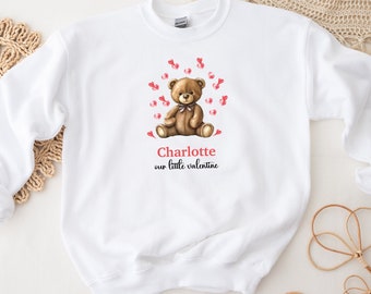 Our Little Valentine Personalised Sweater |  Baby and Kids Valentines Day Outfit | Adorable Teddy Bear Design Personalised Valentines Jumper