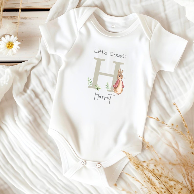 Big Cousin Little Cousin Jumpers Personalised Cousin Matching Bunny Sweatshirts New Baby Announcement Gift for Cousins image 7