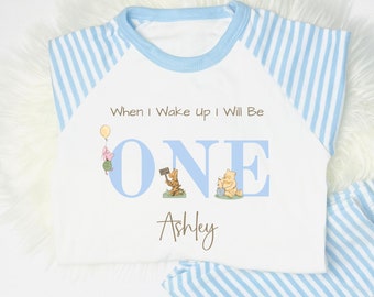 Pijamas de cumpleaños de Winnie Pooh para niños / Pijamas de cumpleaños personalizados de Winnie Pooh para niños / Cuando me despierte seré / Regalo de cumpleaños para niños / Tigger