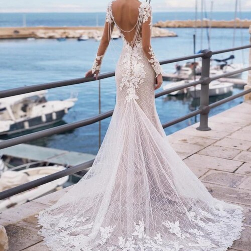 Mermaid Wedding Dress Trumpet Wedding Dress Long Sleeve - Etsy