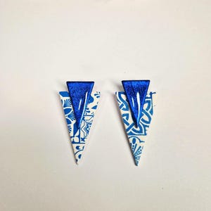 Eolia – Blue & White Polymer Clay Earrings | Greek Tile Inspired | Lightweight Statement Earrings | Handmade