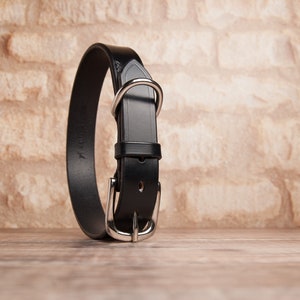Black Leather Dog Collar. Luxury Dog Collar image 1