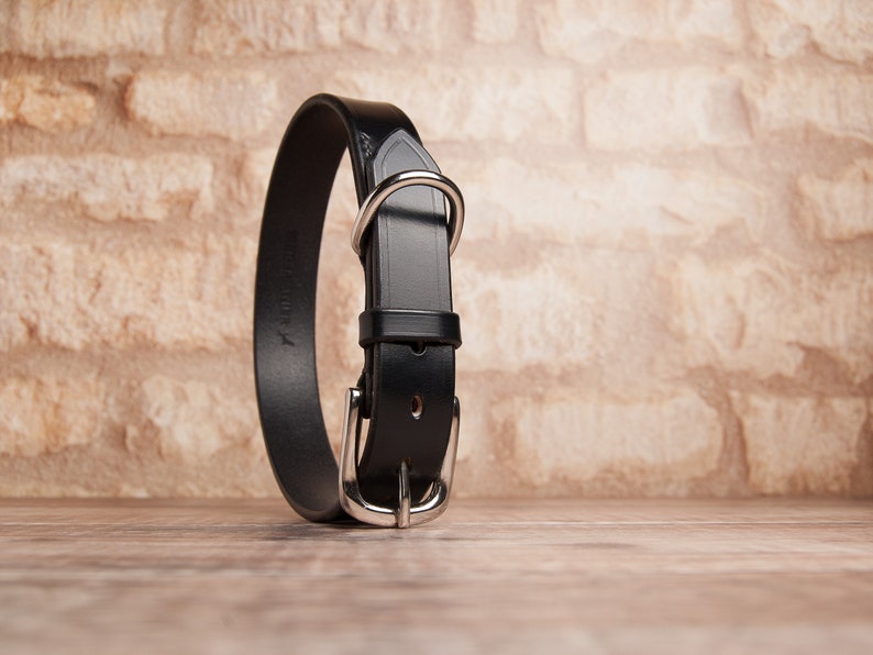 Black Leather Dog Collar. Luxury Dog Collar image 1