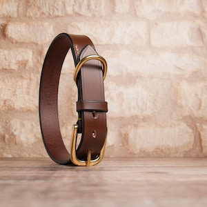 Brown Leather Dog Collar. Luxury Dog Collar image 1