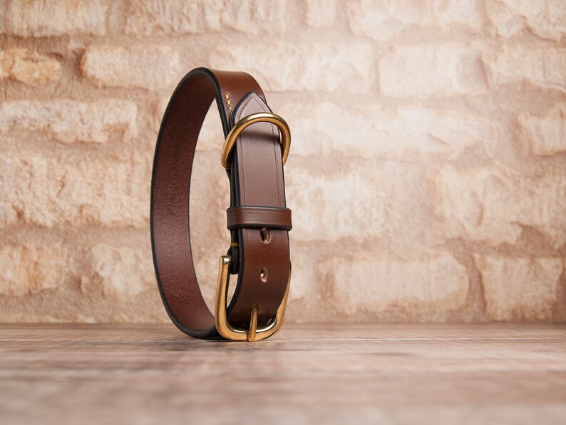 Brown Leather Dog Collar. Luxury Dog Collar image 1