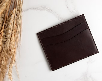 Buffalo Calf Leather Wallet for Men, Minimalist Credit Card Holder, Slim Handmade Leather Wallet