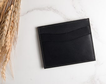 Calfskin Leather Wallet for Men, Minimalist Credit Card Holder, Slim Handmade Leather Wallet