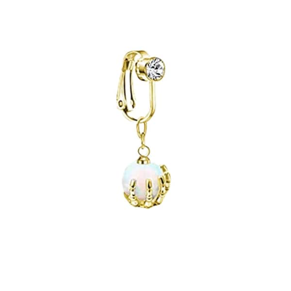 Opal Style Fake Belly Button Clip On Navel Ring Gold