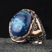 925K Silver Azurite Stone Ring, Azurite Gemstone Mens Ring, Vintage ...