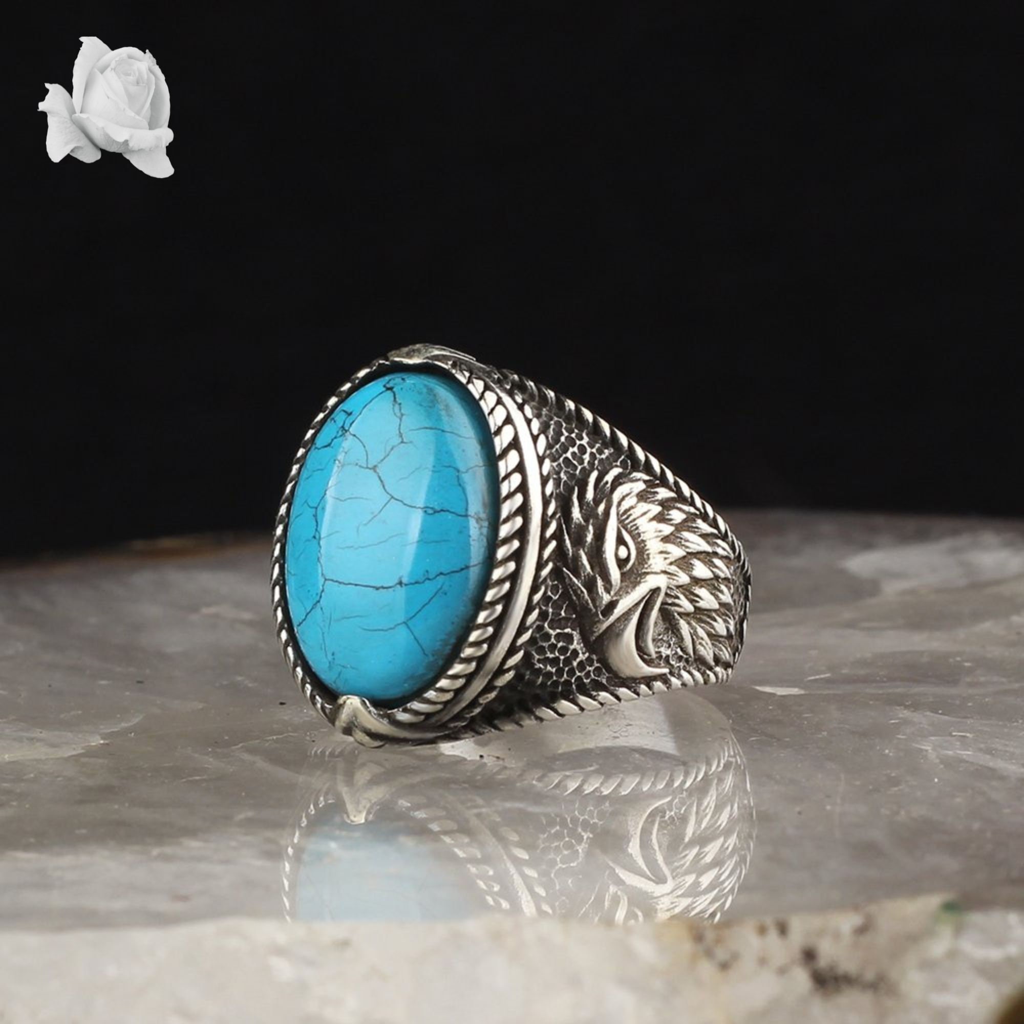 Men Silver Ring 925K Silver Men Ringturquoise Stone Stone - Etsy