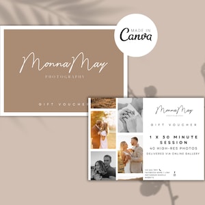 Fotografie Geschenkgutschein Vorlage, CANVA Fotografie Geschenkkarte Vorlage, Foto Sitzung Geschenkkarte, EDITIERBARE druckbare Foto Gutschein