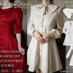 Princess Seam KLEID, BLUSE, WESTE - Pdf Schnittmuster. Vielseitiges Muster mit schmeichelhafter Silhouette Größen 32-52EU/0-20US + Video-Tutorial
