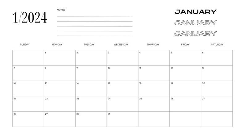 2024 Minimalist Calendar - Etsy