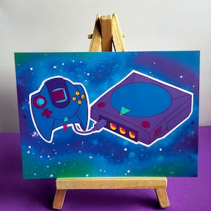 Retro games console galaxy kawaii aesthetic gamer girl art print