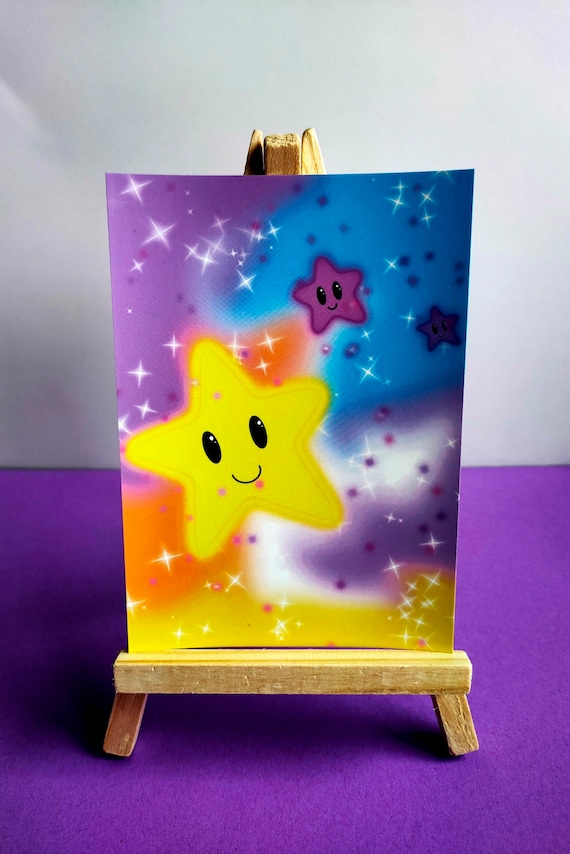 パステルかわいい美的星デジタル描画ポストカードプリントA6 - Etsy 日本