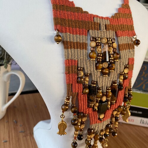 Boho Hand Woven Pendant Necklace - shops elegance of orange