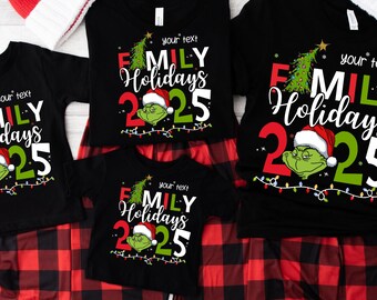 Custom Christmas Family 2025 Shirt Grinchy Matching Shirts, Family Men Funny shirt,  Christmas Family Pajamas , Personalized Christmas Shirt