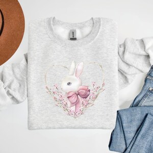 Preppy Coquette French Bunny Sweatshirt , Trendy Crewneck Aesthetic Pink Sweatshirt ,Cute Sweatshirt Gift For Mother&#39;s day ,Christmas Gift