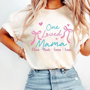 Coquette Mama Shirt with Custom kids Names, Mothers Day Coquette Gift Unique Grandma Gift ,Personalized Birthday Gift for Grandma with Names