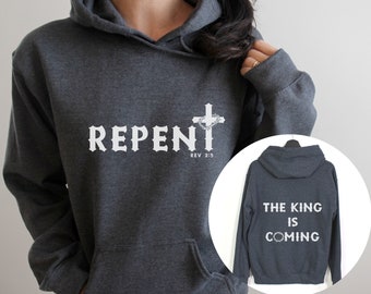 Repent Christian hoodie , Revelation Repent Hoodie Sweater, hoodie women, hoodie men,words on back, aesthetic hoodie , christian gift