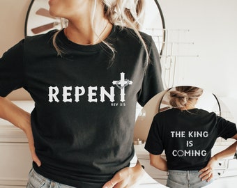 Camiseta cristiana Revelation Repent, camiseta con versículos bíblicos Revelation, sudadera con capucha para mujer, sudadera con capucha para hombre, palabras en la espalda, camiseta estética, regalo cristiano