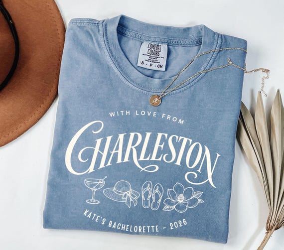 Comfort Colors® Charleston Bachelorette Shirt, Custom Bach Club Shirt, Custom Location Bachelorette Shirts, Personalized Girls Trip Shirt