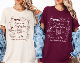 Wine Bachelorette Party Shirts, Winery Bachelorette Shirts, Bride on Cloud Wine Tasting Shirt, Funny Wine Shirts, Wine Themed Bachelorette