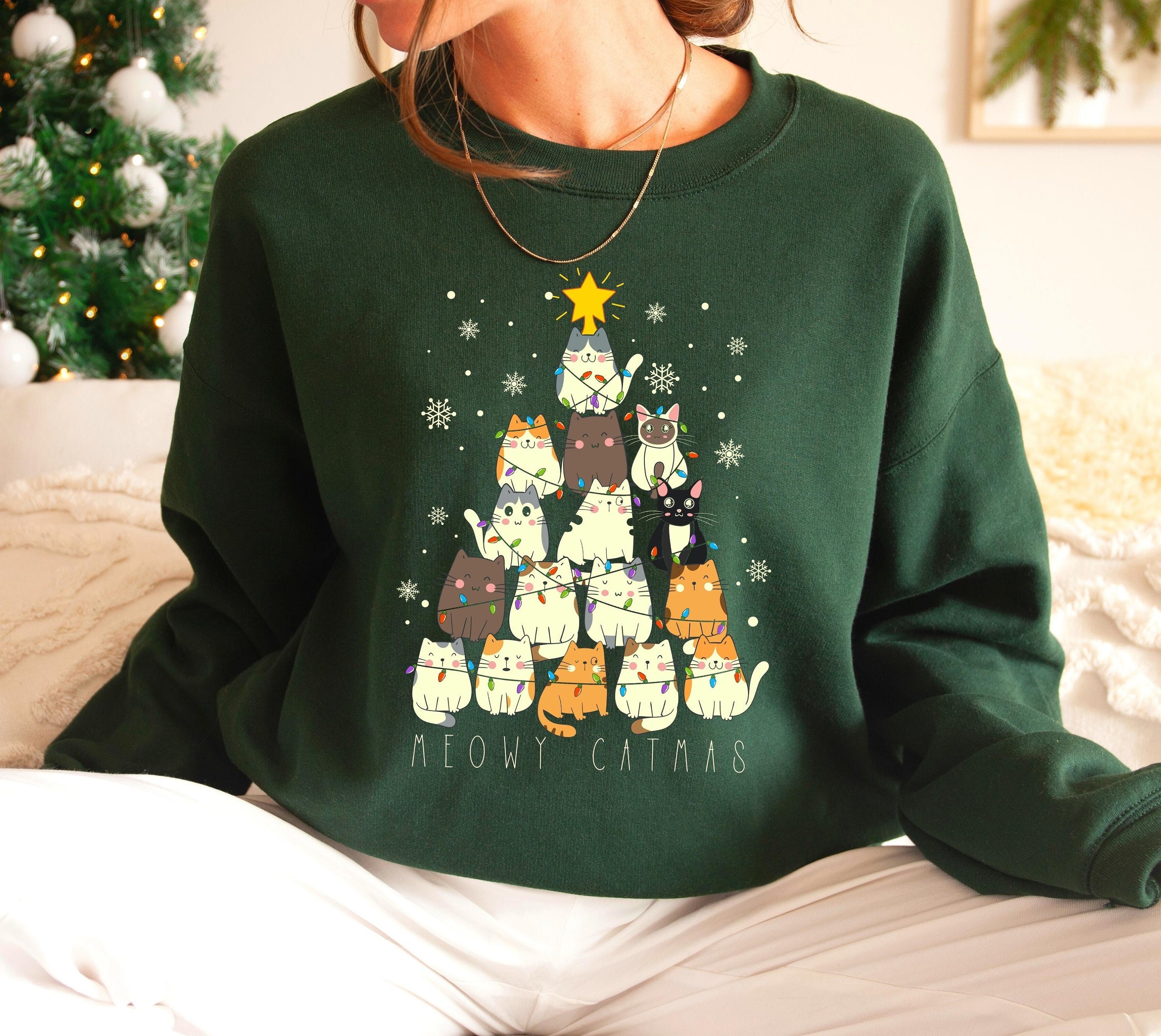 Christmas Hoodies - Super Funny Christmas Cat Icon Cute Green 3D