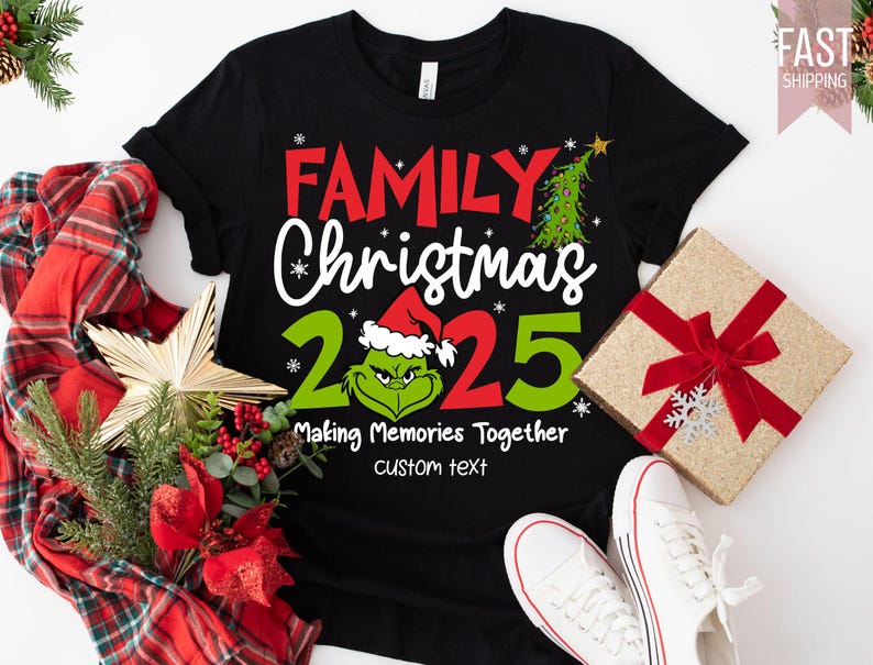 Custom Christmas Family 2026 Shirt Grinchy Matching Shirts, Family Men Funny shirt, Christmas Family shirt , Personalized Christmas Shirt image 2