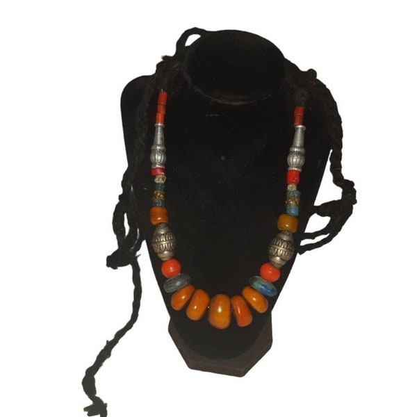 Maroc- Collier Berbère Ancien, Collier Berbère Antique, Collier Pierres Naturelles, Cadeau Pour Elle, Bijoux Marocains.