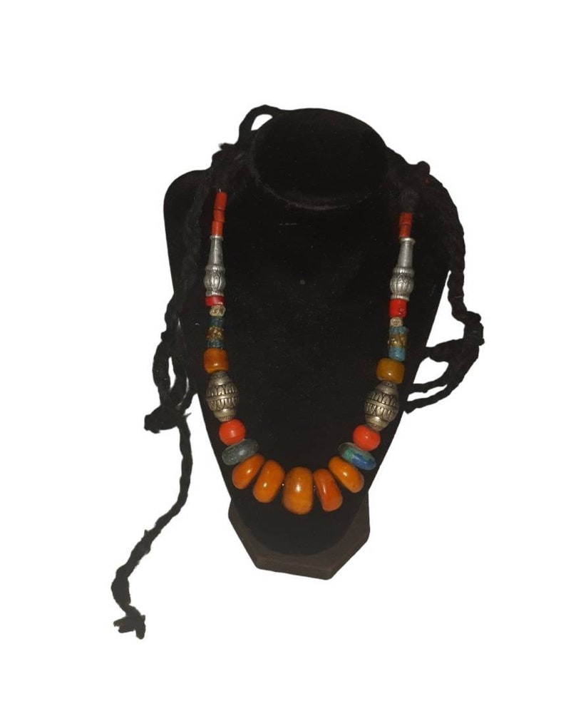 Collier Ethnique Vintage Avec Pierre Naturelle
