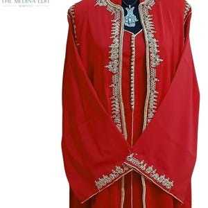 Luxury Moroccan Kaftan Set Golden Details Traditional Stitching Perfect for Weddings