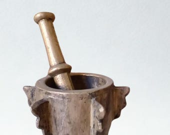Mortero marroquí antiguo de latón: más de 100 años de antigüedad, pieza de colección tradicional