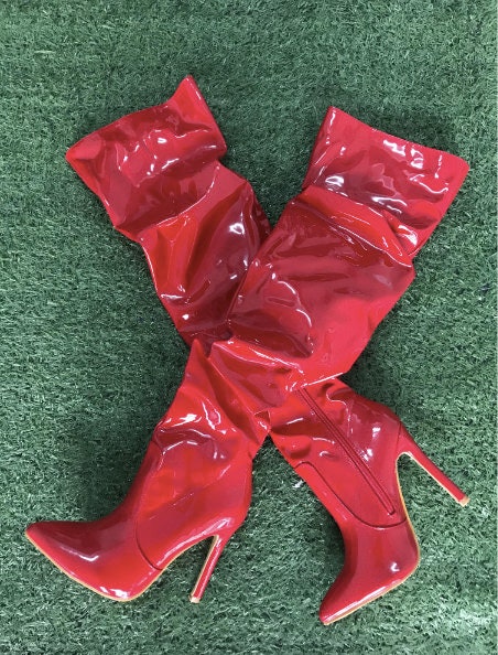Tall Boots Pointed Toe Fall Going Out Footwear Platform Stiletto Modern 15 cm High Heels Red Bottom Over Knee Boots Silver
