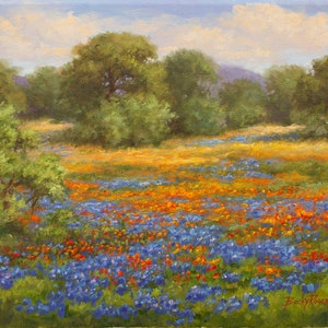 Texas Hill Country Bluebonnet & Wildflower Matted Fine Art Print