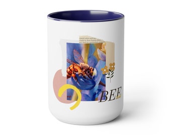 Two-Tone Coffee Mugs, 15oz, "Be Kind" artwork by Becky Rogers