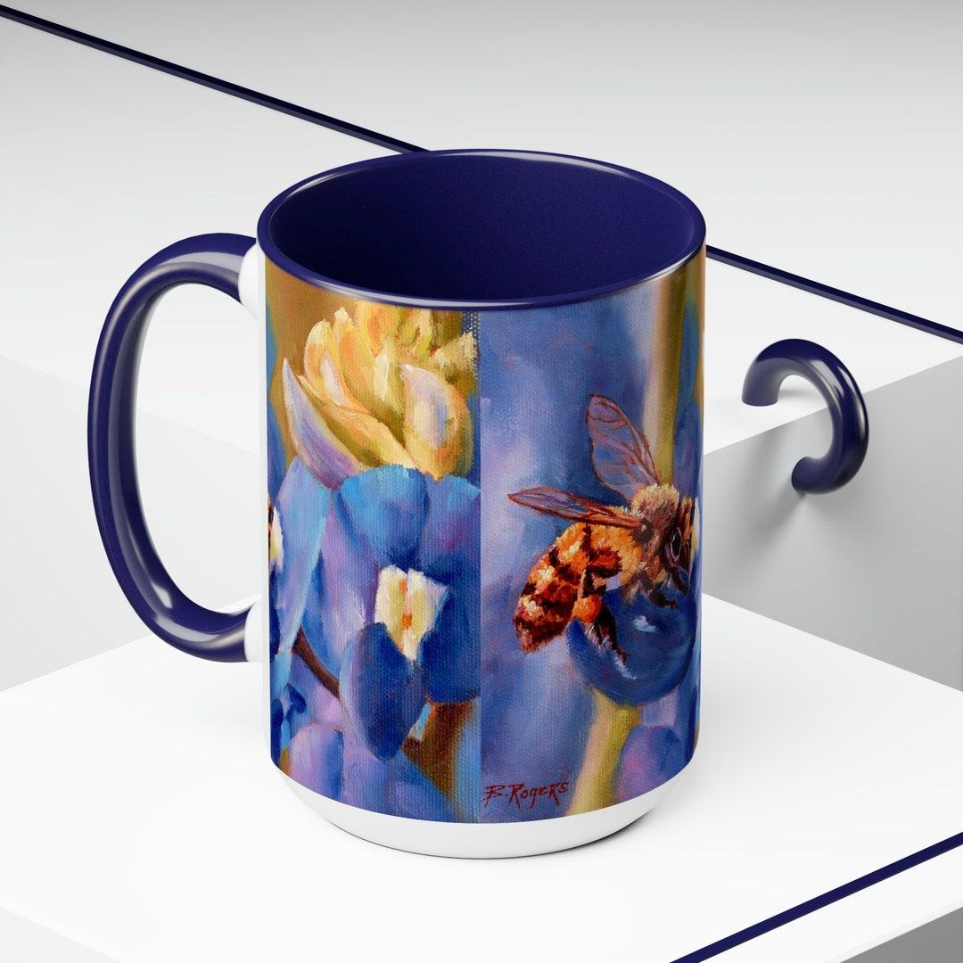 Busy Bee Painting by Artist Becky Rogers Twotone Coffee Etsy