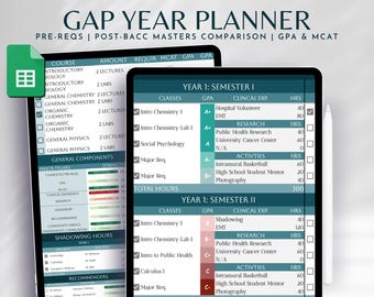 Pre-Med Gap Year Planner Post-Bacc Tracker Masters Application Guide Interactive Career Plan Organizer Advanced medical school planner