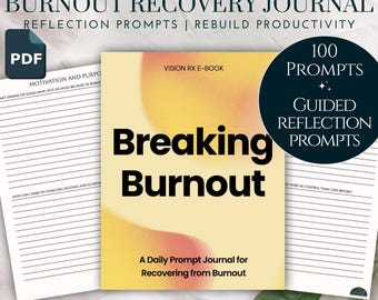 Burnout Recovery Journal | Guided Reflection for Emotional Well-Being | Regain Clarity and Productivity | Mindfulness Writing Exercises