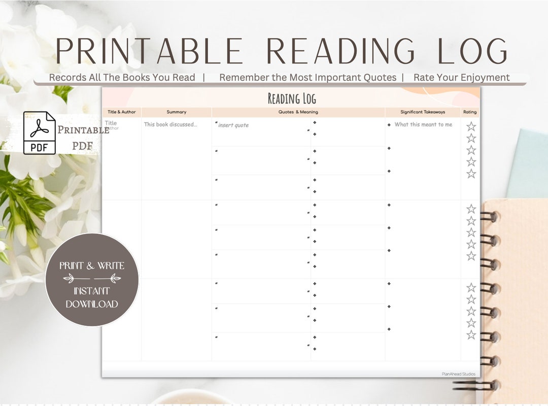 Printable Reading Log - Etsy