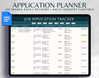 Digital Job Application Planner Career Tracker, Editable Application Log, Professional Networking Organizer, Undated Job Search Template