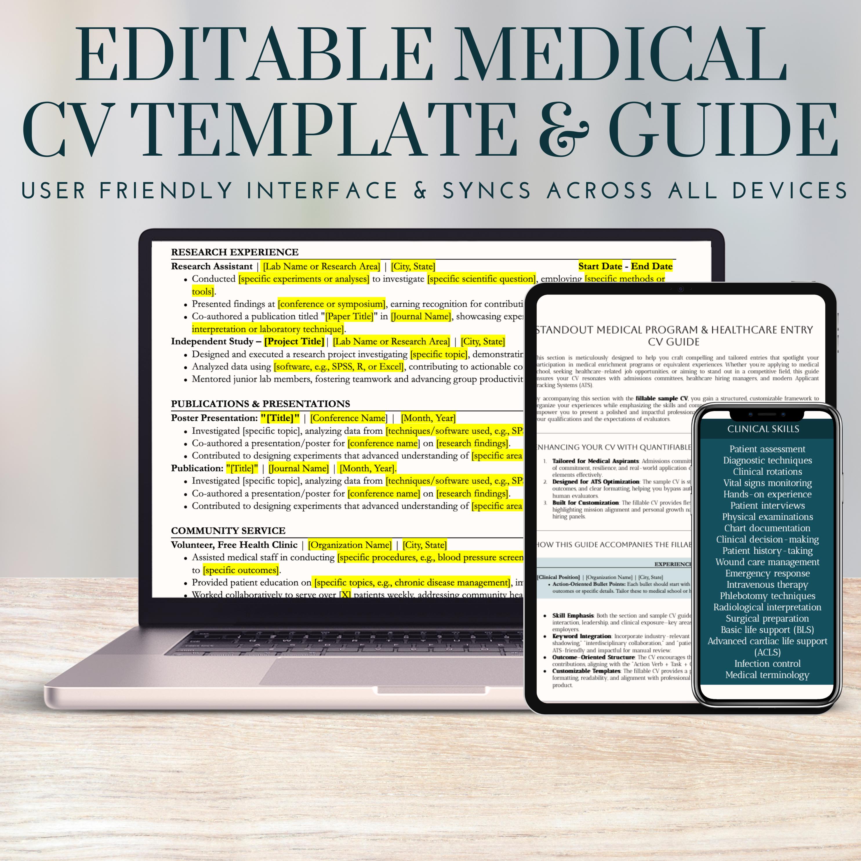 Premed STEM Student Resume Template Minimalist CV Medical Program