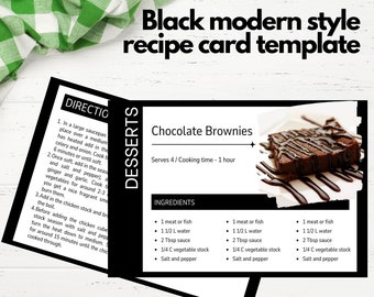 Cartões de Receita, Modelo de Folha de Receita Editável, Modelo de Receita, Pasta de Receita Mínima, Fazenda Imprimível 7x5 e 6x4, Caixa de Planejador de Alimentos