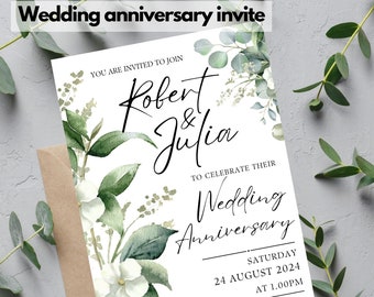 50th anniversary invitation, 50 year anniversary template, 60th anniversary edit, 30th anniversary invite, 20th anniversary invite to edit