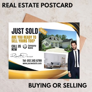 Just Sold Postcard, Real Estate Postcard, Realtor Postcard, Real Estate Mailer, Real Estate Branding, Real Estate Flyer Real Estate Mailer