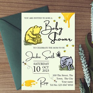 Winnie the Pooh Baby Shower Invite, Template, Baby Shower Invitations, Pooh Bear Baby Shower, Winnie The Pooh Baby Shower Classic