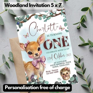Woodland Birthday Invitation Template | Birthday Party Invite Woodland | Birthday Invite Instant Download. Party invite Woodland Animals