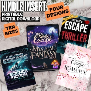 Digital Download: 4 designs x 10 Printable Kindle Inserts PDF | 300 DPI Kindle Insert Designs for Clear Case | Instant Download
