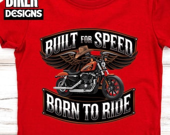 Motocicleta construida para la velocidad PNG, diseño de camiseta para motociclista, motocicleta Png, moto svg, bicicleta Png, descarga instantánea Png, Chopper
